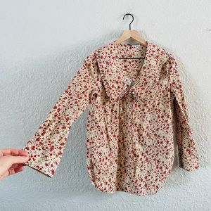 Anthropologie English Factory Peter Pan Collar Floral Long Sleeve Button Up